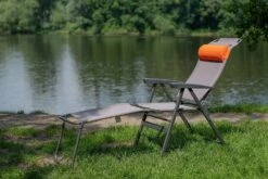 Portal Outdoor Ken Reclining Chair Grey With A Green Headrest And Stitching Complete With Anna Footrest -Nature Camping Store 81k hc9ttpl. ac sl1500 1