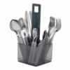 Flamefield 16 Piece Cutlery Set With Caddy Holder Cool Grey