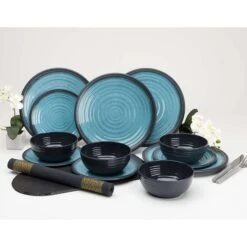 Flamefield Granite Aqua 12pc Melamine Essentials Set GG0112