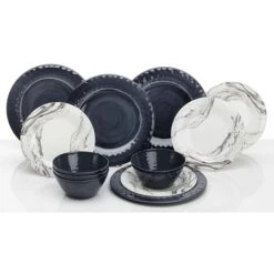Flamefield Marble 12pc Melamine Set