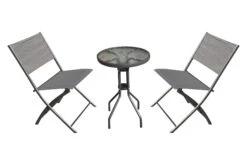 Gardenwize 3 Piece Garden Balcony Bistro Set With 2 Folding Chairs & 50cm Table GW346