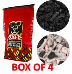 BOX OF 4 PACKS Of 5KG Big K BBQ Barbecue Lumpwood Charcoal