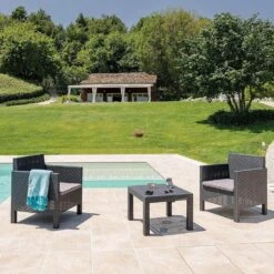 Penelope 3 Piece 2 Person Weatherproof Rattan Suite -Nature Camping Store penelope 3 piece 2 person weatherproof rattan outdoor garden lawn decking balcony furniture set 2x chair 1x table anthracite 784395 1024x1024