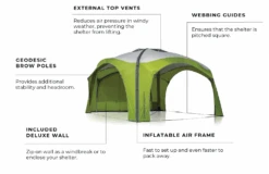 Zempire Aerobase 3 Inflatable Shelter Gazebo 350x350cm ZE-0160350-001 INC 1 WALL